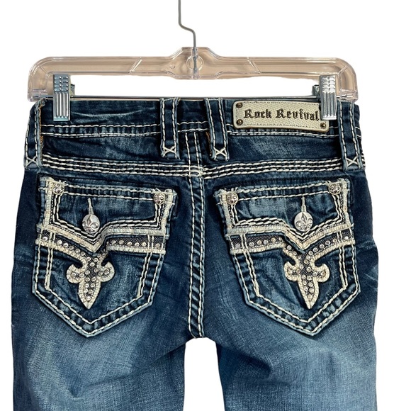 Rock Revival Women Jeans Size 25 Dark Blue Janelle Skinny Low-Rise Stretch Denim - Picture 4 of 10